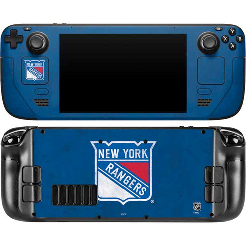 NHL New York Rangers Distressed Steam Deck Handheld Gaming Computer Skin